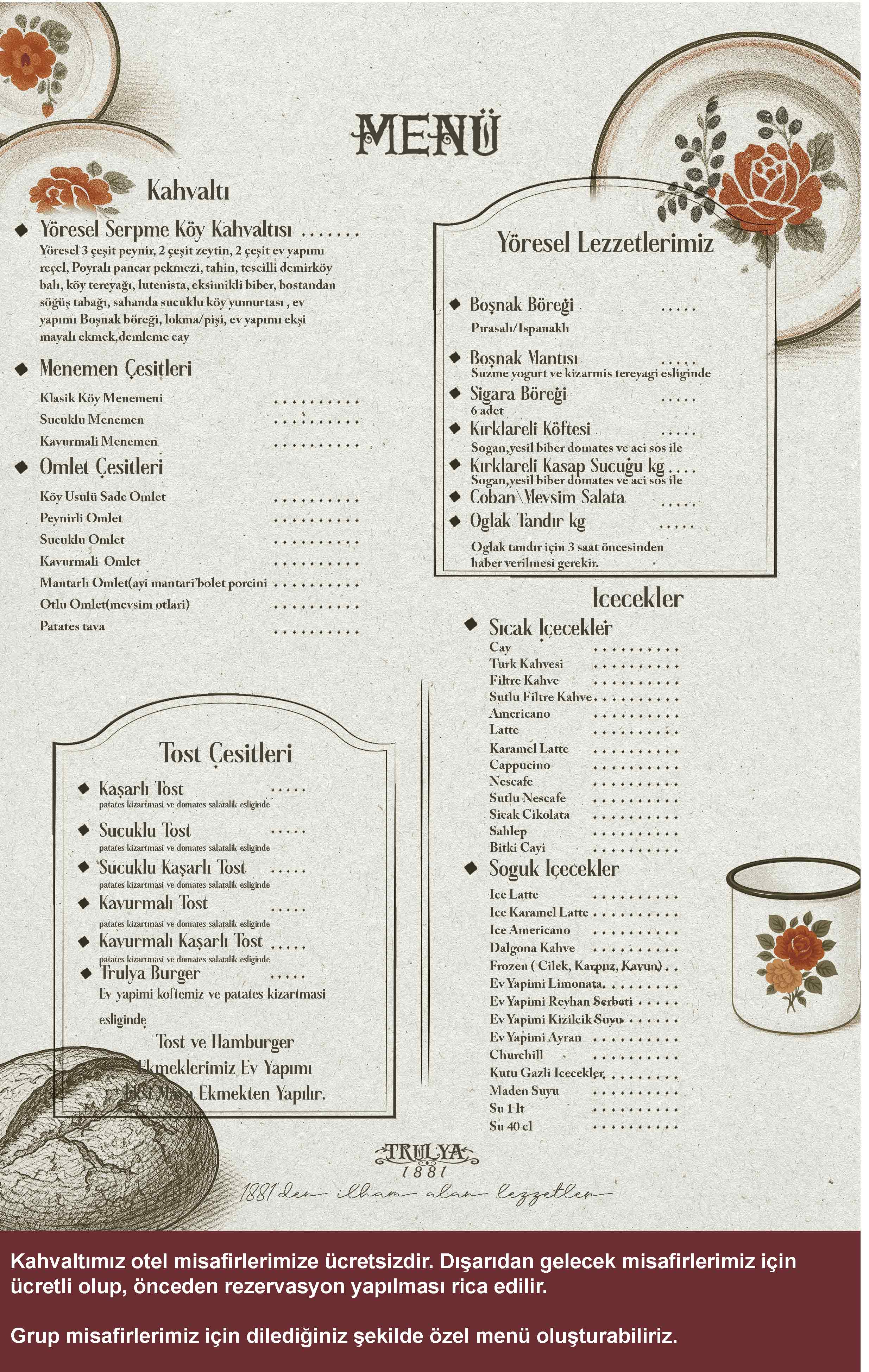 kahvaltı menüsü